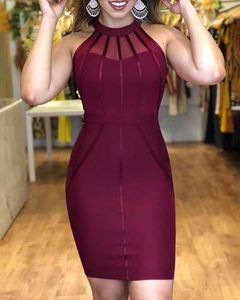 Vestidos Women Sexy Fashion Mesh Wine Red Black Nude Bandage Dress Designer Mini Celebrity Party 210527