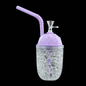 Plastic Cups Water Pipes Round hookah freeze cooling cup bubbler Smoking bongs silicone oil hookahs