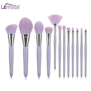 Lemoda 12pcs Professional Makeup Brushes Set Gonge Purple and Pink para Eyeshadow Bush Bush Bush Blush Blending Beauty Tools Kit