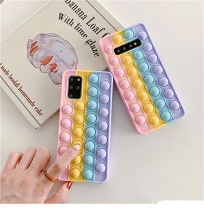 Rainbow Push Pop Other Bubble Cavect Cover Fidget Repliver Нагрузка для Samsung Galaxy S21 S20 Примечание 20 A01 A12 A22 A32 A52 A72 50 шт. / Лот