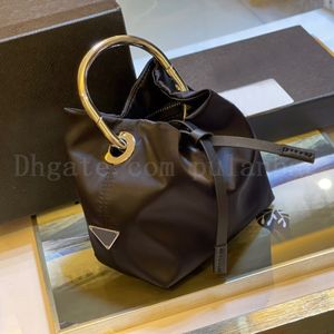 Women mini Metal ring Bucket Bag Handbag purse Retro luxury designers canvas clutch bags Fashion lady Buckets Handbags Totes