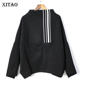 [Xitao] Europe Fashion Spring Women Turtleneck Full Sleeve Loose Top Kvinna Pullover Match All Sweatshirt ZLL3289 210809