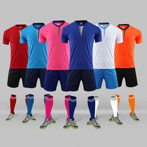 custom 2021 Soccer Jersey Sets Men's and women's adult orange sports training customized football shirt team uniform 06