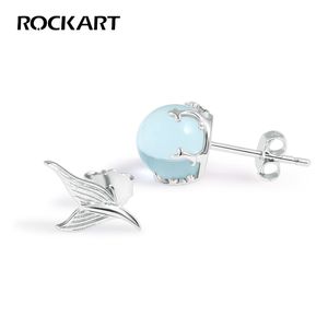 Real 925 Sterling Silver Mermaid Bubble Stud Earrings Jewelry Female Earrings For Women Popular Fishtail