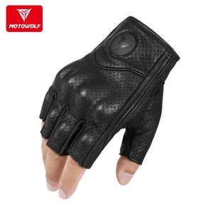 Halbfinger Motorrad Leder Guantes Moto Verano Estivi Luvas Ciclismo Gant Radfahren Fingerlose Handschuhe Taktische Retro