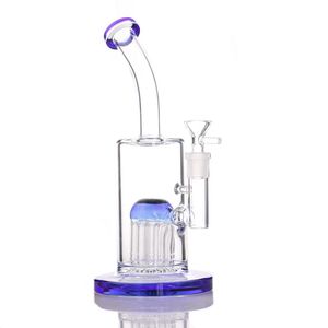 Glass bong Green Blue colorful hookahs Single layer ten fork 14mm joint 581g water pipe dab rig