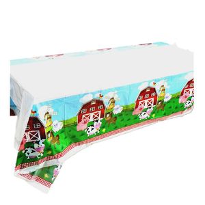 Wholesale disposable plates with cover for sale - Group buy Disposable Dinnerware cm Boys Kids Farm Animal Theme Table Cloth Cover Birthday Party Tableware Balloon Flag Plate Cup Supplies