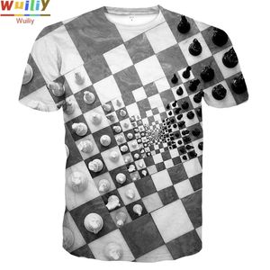 Erkekler Grafik T Shirt Yuvarlak Boyun 3D Baskı Kısa Kollu Günlük Kırmızı Tops Uluslararası Satranç Tees 210706