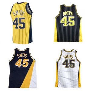 Sömda baskettröjor Rik Smits #45 1999-00 Mesh Hardwoods Classic Retro Jersey Men Women Youth S-6XL