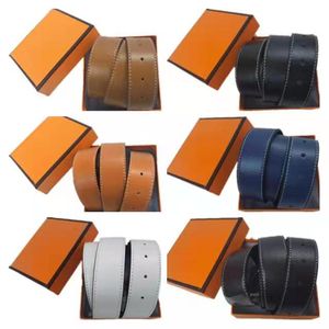 Wholesale Betls 2021 Mens Womens Designer Belt Genuine Cowhide Leather black Gold+silver Buckle Size 105-125CM with orange Box Free ship