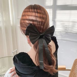 1pc koreansk modehår båge för kvinnor svart band barrette båge slips hårnål eleganta damer hårgrips huvudkläder hår tillbehör