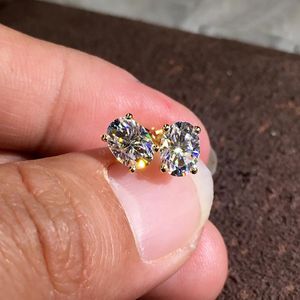 Stud 14k Sarı Altın Küpe Kadınlar 0.5 1 2 3 Karat Oval Moissanit Elmas Mevcut Evlilik Yıldönümü Nişan Partisi Hediyesi