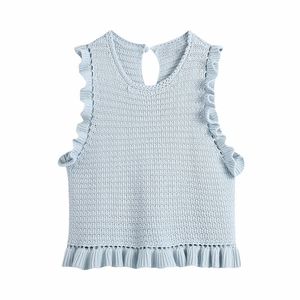 Sweet Women V Neck Strikkad Vest Spring-Höst Mode Ladies College Style Söt Kvinna Solid Färg Knitwear Topp 210515