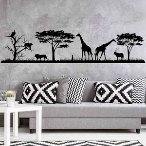 Afrikansk Safari Väggdekal Jungle Vinyl Klistermärken Dekaler Heminredning Animal Wall Vinyl Decal Nursery Decor Room Decoration 3117 210615