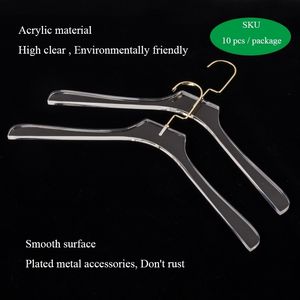 Fashion clothing Clear hangers 10pcs Store Wardrobe Storage Unisex Bright Plastic Plus size Clothes hanger for Customizable 210318