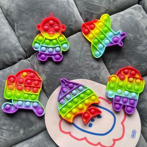 Dhlcolorful Bubble Fidget Sensory Toy Autism Specialbehov Stress Reliever Toys Adult Kids Funny Antistress med OPP väskor Partihandel