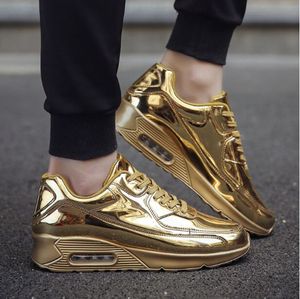 Mannen Schoenen Sneakers Gold Sliver Ademende Man Casual Schoenen Comfortabele Heldere Platte Schoen