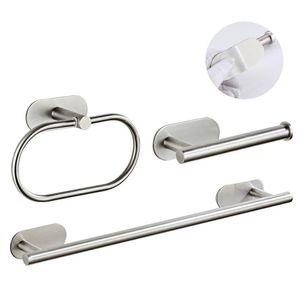 Wholesale stainless steel bathroom sets for sale - Group buy Bath Accessory Set Stainless Steel Hardware Wall Mounted Towel Bar Toilet Paper Holder Ring Bathroom Accessories