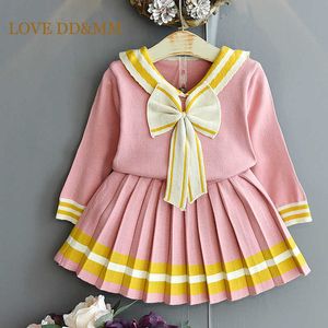 Amor DDMM Girls Define Roupas de Inverno Autumn Manga Longa Luva Cabeça Saia Meninas Roupas De Terno roupas Crianças Roupas Crianças Traje 210715