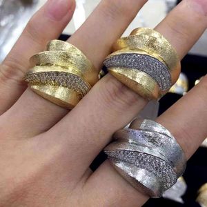 Luxury Trendy Vintage golden Rings Jewelry Saudi Arabic Dubai Ring aretes de mujer modernos High Quality 2021