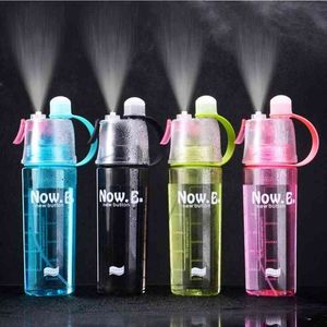 Yeni Yaratıcı Sprey Su Şişesi Taşınabilir Atomize Açık Spor Salonu İçme Drinkware Şişeleri Shaker 400ml 600ml