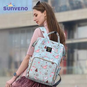 Sunveno Mommy Bag Bag Bag Большая емкости Детские Подгузники Дизайнер Мода Мода Путешествия Рюкзак Уход за Мать Малыш 211025