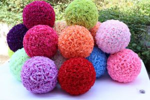 Kwiaty dekoracyjne Sztuczne Rose Ball Ślubny Silk Pomander Kissing Flower Decorate for Garden Market Decoration RH21538