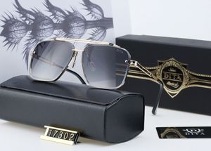 022 Vintage Solglasögon Kantlösa fyrkantiga Solglasögon för kvinnor Modedesigner Shades Lyx Golden Ram Solglasögon UV400 Gradient dita mach mix