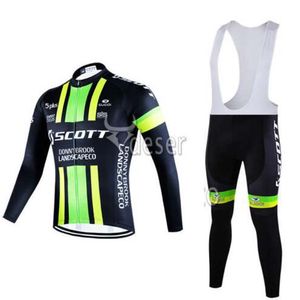 Mens Scott Pro Team Radfahren Jersey Set Langarm Black Hemden und Lätzchen Hosen Anzug Mountainbike Kleidung Sport Uniform Y21032503