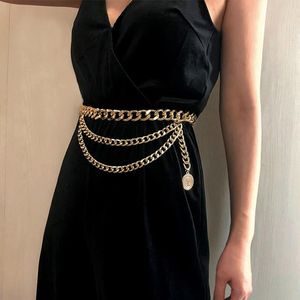 Cinture da donna di lusso in metallo cintura spessa cintura oro in argento catene di abiti da festa accessori cinese pasek damski