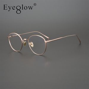 Fashion Sunglasses Frames Japanese Pure Titanium Rose Gold Small Face Glasses With Wire Frame Handmade Art Round Female Light Retro