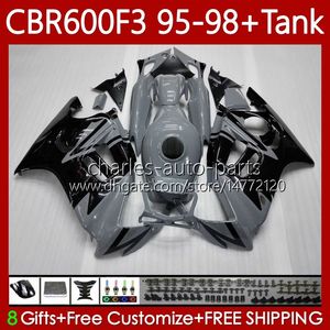 Carenature + serbatoio per HONDA CBR 600 Grigio nero 600F3 CBR600 F3 FS CC 1997 1998 1995 1996 Corpo 64No.101 CBR600F3 600CC 600FS 95-98 CBR600-F3 CBR600FS 97 98 95 96 Kit carrozzeria