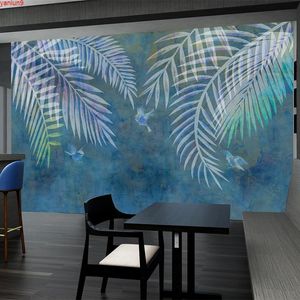 Özel Fotoğraf Mural Olmayan Dokuma Duvar Kağıdı Yatak Odası Duvarları 3D Soyut Yapraklar Kuşlar Oturma Odası TV Arka Plan Duvar Dekor Paintinggood Quatity