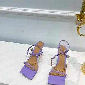 Европейская весна и летние классические модные женские сандалии на высоком каблуке, римская сексуальная цепь серии, с коробкой, размер 34-42