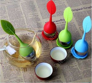 Te Tool Sweet Leaf Folwer Silicone Infuser återanvändbar sil med Drop Tray Novelty Tea Ball Herbal Spice Filter DAS01