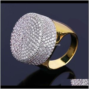 Solitaire Ring Drop Delivery 2021 Herr Hip Hop Guldsmycken Mode Iced Out Högkvalitativ ädelstenssimulering Diamantringar för män Xtqdb