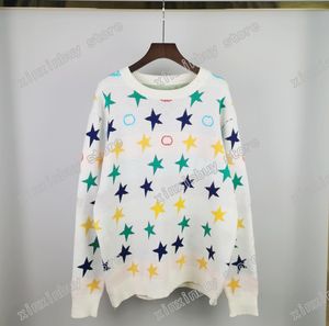 21SS Designers Swetry Prestiżowe Męskie Kobiet Jacquard Kolor Pięciogłowy Star Man Paris Moda Tee Top Quality Tees Street Długi Rękaw Luksusowy Yellow