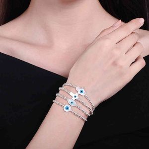 TONGZHE Bracciale in argento sterling 925 Gioielli CZ Mano di Hamsa Malocchio Croce Braccialetti con ciondoli turchi fortunati per le donne Pulseras