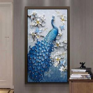 Tapety niestandardowe nowoczesne 3d po tapeta ulga Peacock Paym Malarstwo kawy sklep ścienny mural drzwi do salonu wystrój korytarza