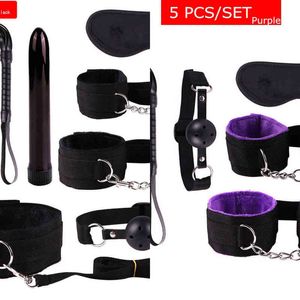 NXY Bondage sexleksaker för par 3 färger Exotiska produkter Vuxna spel Set BDSM Kits Handbojor Swing Gag Startplugg Kvinnor Tillbehör 1211