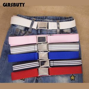 Cintura elastica per bambini regolabile per bambini con fibbia quadrata argento Cinture per ragazzi e ragazze per pantaloni jeans