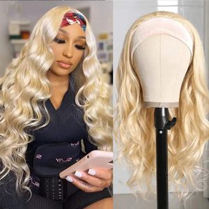 Wholesale direct wigs for sale - Group buy Headband Wig Blonde Synthetic Wigs for Women Glueless Body Wave Machine Made Wig Color Headband Long Curly Wigfactory direct