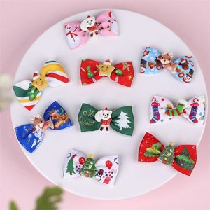 Girls Hair Accessories Clips Kids Barrettes Baby BB Clip Children Christmas Bow Hairpin Cartoon Ribbon Print 3Pcs/Sets 4694 Q2