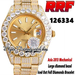 2022 RRF 126334 126300 2813 Automatic Mechanical Mens Watch 126234 Large Diamonds Bezel 316L Stainless Fully Iced Out Diamond Gold Bracelet Eternity Watches