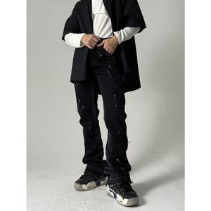 Jeans Uomo Firmranch Uomo/Donna Nero Per Uomo 2022 Street Stacked Paint Boot-cut Boyfriend Vibe Pantaloni Moto Trouse