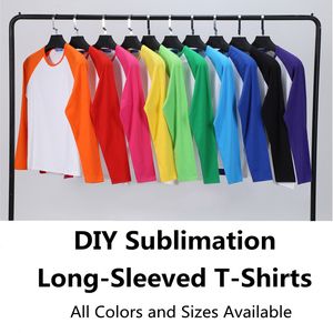 Süblimasyon Boşlukları T-shirt Termal Isı Transferi Baskı Uzun Kollu Gömlek DIY Unisex Bluz Üst Tee Ebeveyn Çocuk Çift Raglan Hoodies Sevgililer Hediye Toptan