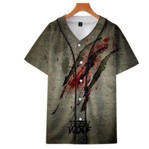 Custom Baseball Jersey Mens Knappar Homme T-shirts 3D Tryckkjorta Streetwear Tees T Shirts Hip Hop Kläder Fram och bak Tryck 032