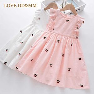 AMORE DDMM Ragazze Principessa Abiti Estate Bambini Moda Cherry Ricamo Abito Bambini Festa di nozze Abiti Vestiti per bambini 210715