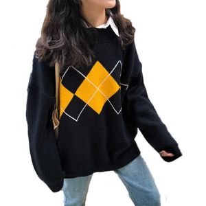 Geometric Pattern Sweater Fashion Basic Casual 2020 Female Long Sleeve All Match Women Autumn Winter Clothing X0721