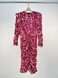 Przypadkowe sukienki Najnowsze drukowanie 2022 jesienne Winters Magenta Mini Dress 0812